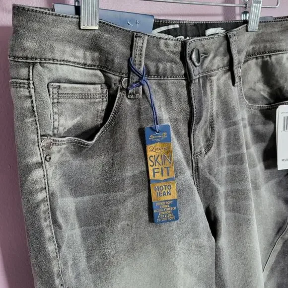NWT Seven7 Washed Gray Mid Rise Luxury Skin Fit Legging Moto Skinny Jeans - Picture 6 of 16